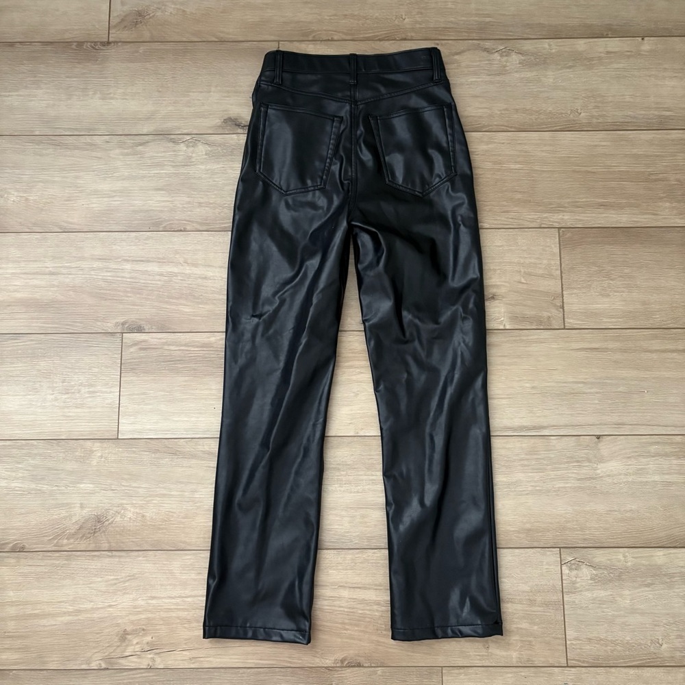 Abercrombie & Fitch Vegan Leather 90s Straight Pant Ultra High Rise Black 26 2 - Picture 8 of 8